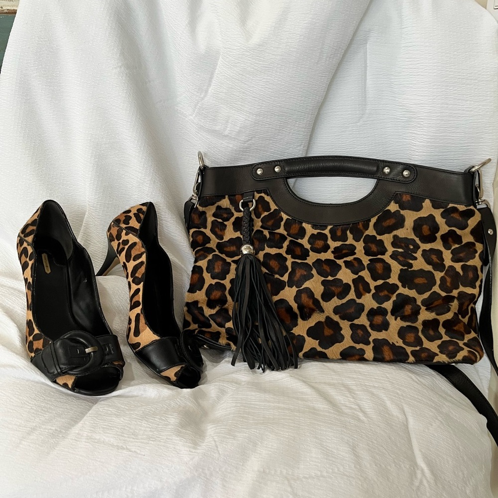 Claudia Firenze Italian made leather purse and matching Max Studio heels-size 8